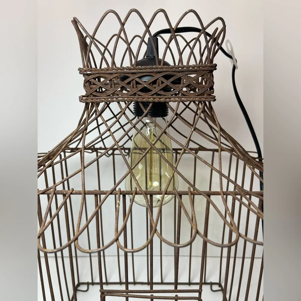 Vintage rustic birdcage pendant light